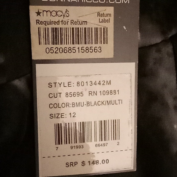 NEW DONNA RICCO NEW YORK Silk Wedding Sz 12 Floral Black-Gray Colors HMBC - Picture 12 of 12